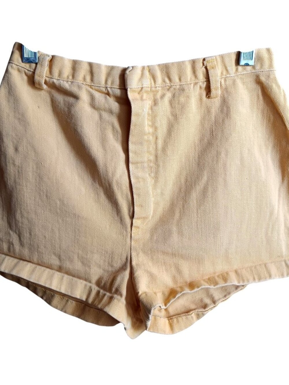 True Vintage 1950's Shorts 24W 24" High-Waisted Yellow Cotton Back Pocket Mod